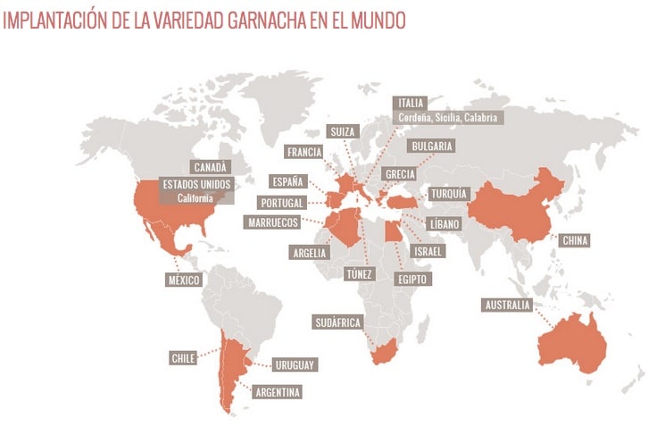 garnacha tinta en el mundo